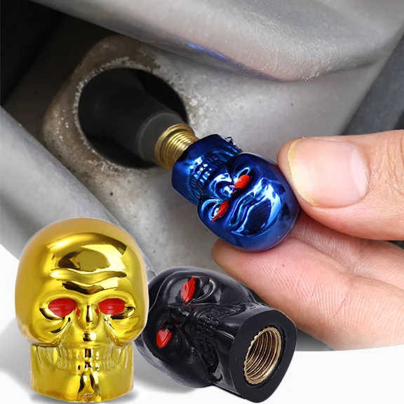 Universal Car Skull Tire Valve Stem Cap Decor Personalized Motorcycle Car Wheel Tyre Valve for Motorcycle Bike Car Valve Cap