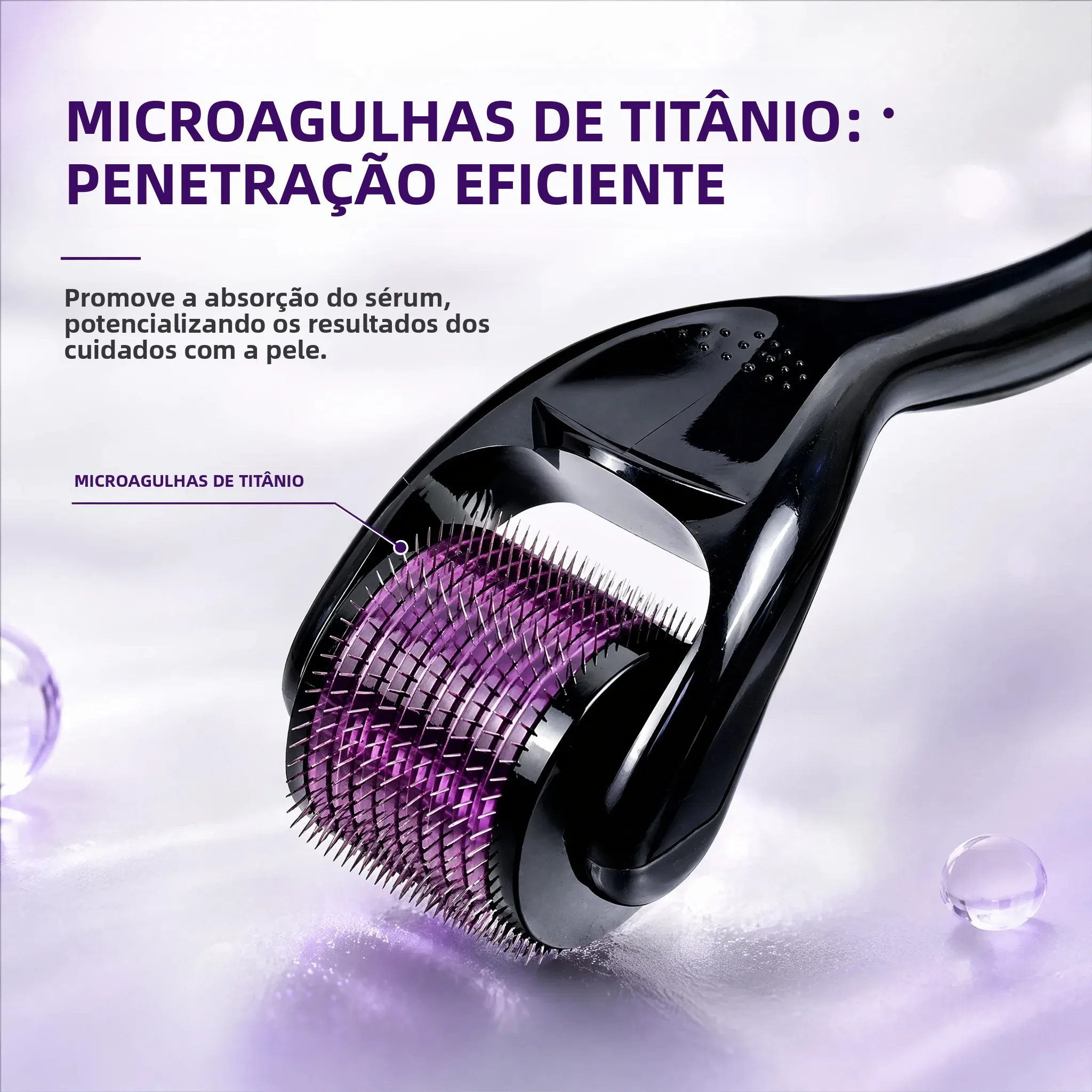Rolo Derma de Titânio 540 com Microagulhas de 0.2/0.25/0.3mm para Crescimento Capilar, Crescimento de Barba, Cuidados com a Pele e Antienvelhecimento