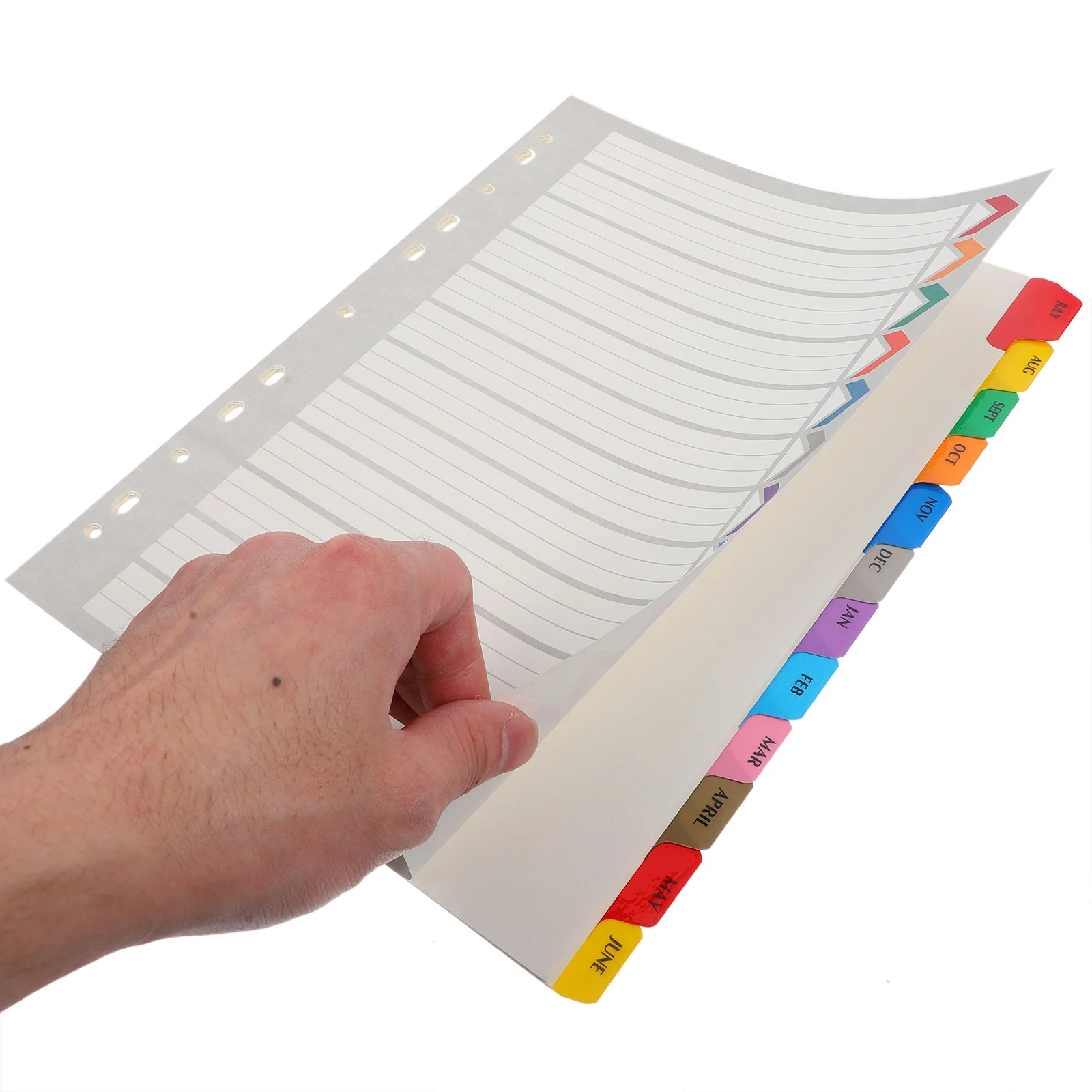

12 Sheets Monthly Dividing Page Label Board Binder Separators Thumb Tabs Filing Paper Index Notebook Dividers Page Organizers