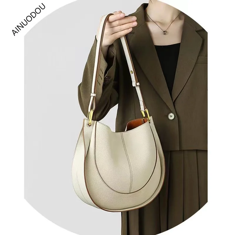 

Simple Design Cowhide Handbag Women's Shoulder Bag Trend Classic Mobile Bag Genuine Leather Ladies Crossbody Bag