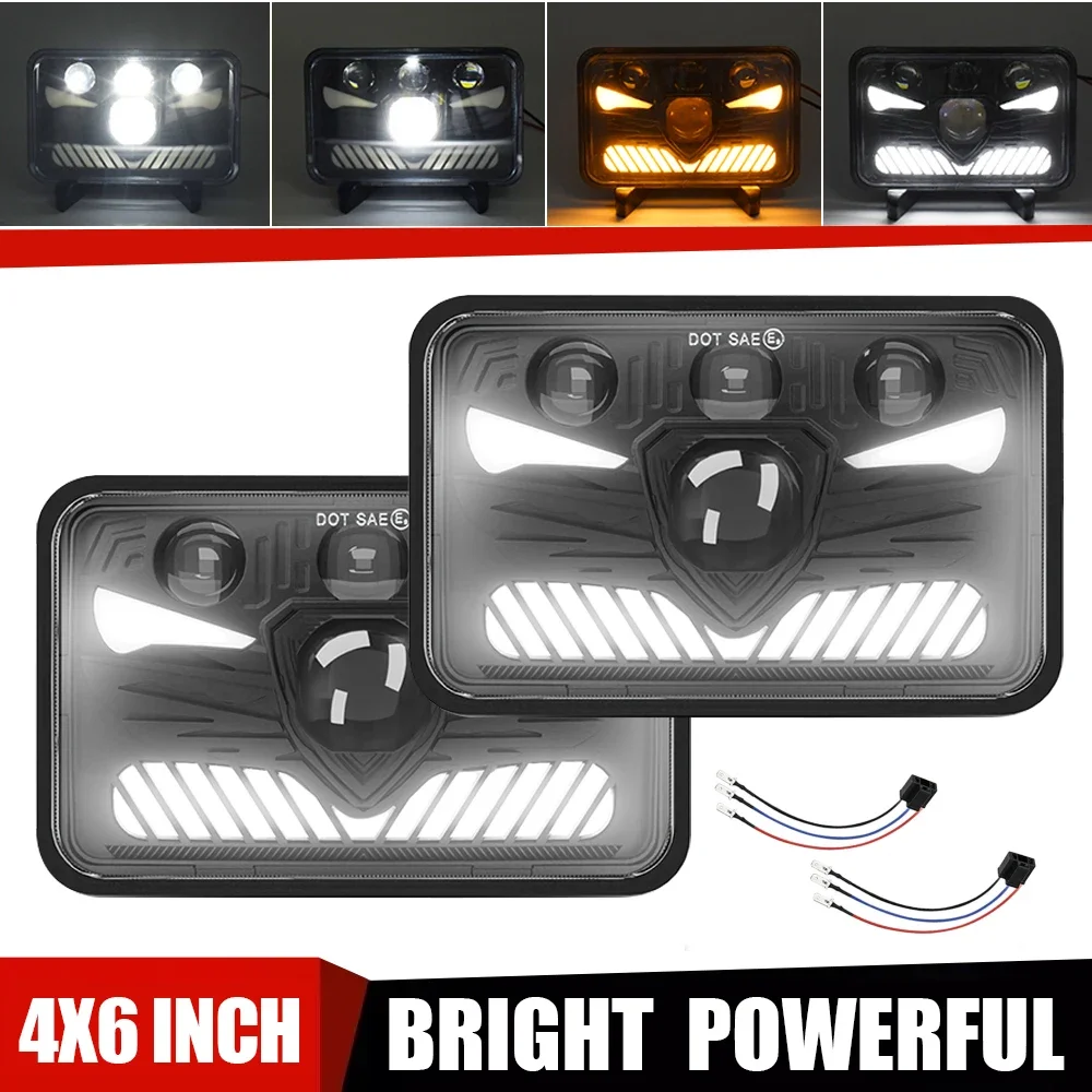 

HYNBYZJ 4x6 дюймов 300 Вт светодиодная фара Hi-Lo желтый DRL герметичный луч для автомобиля, грузовика, внедорожника