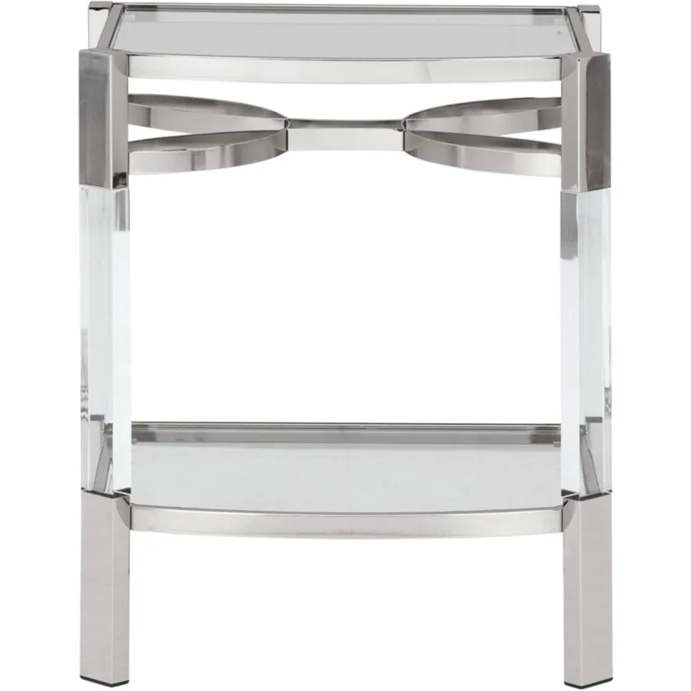 Modern Glam Accent End Table, Silver Finish