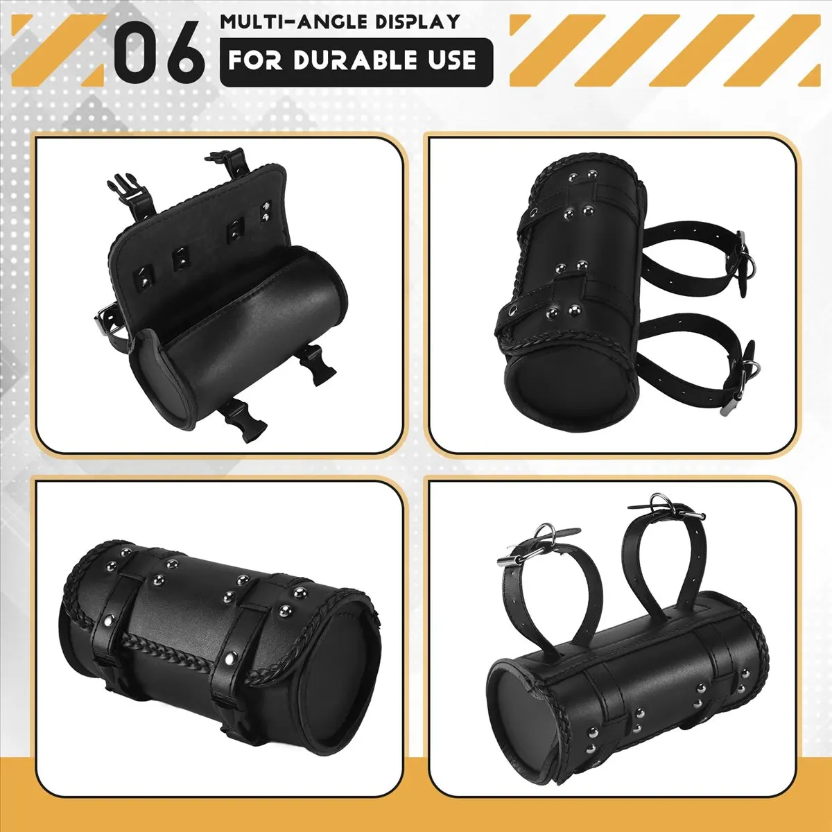 #32W (Black)Motorcycle Fork Bag PU Leather Bicycle Handlebar Tool Pouch,Universal,Automotive Parts & Accessories