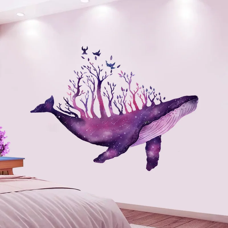 

Creative Whale Wall Stickers For Living Rooms Bedroom Office Background Wall Decoration Self-adhesive Vinyl Sticker Wallpapers