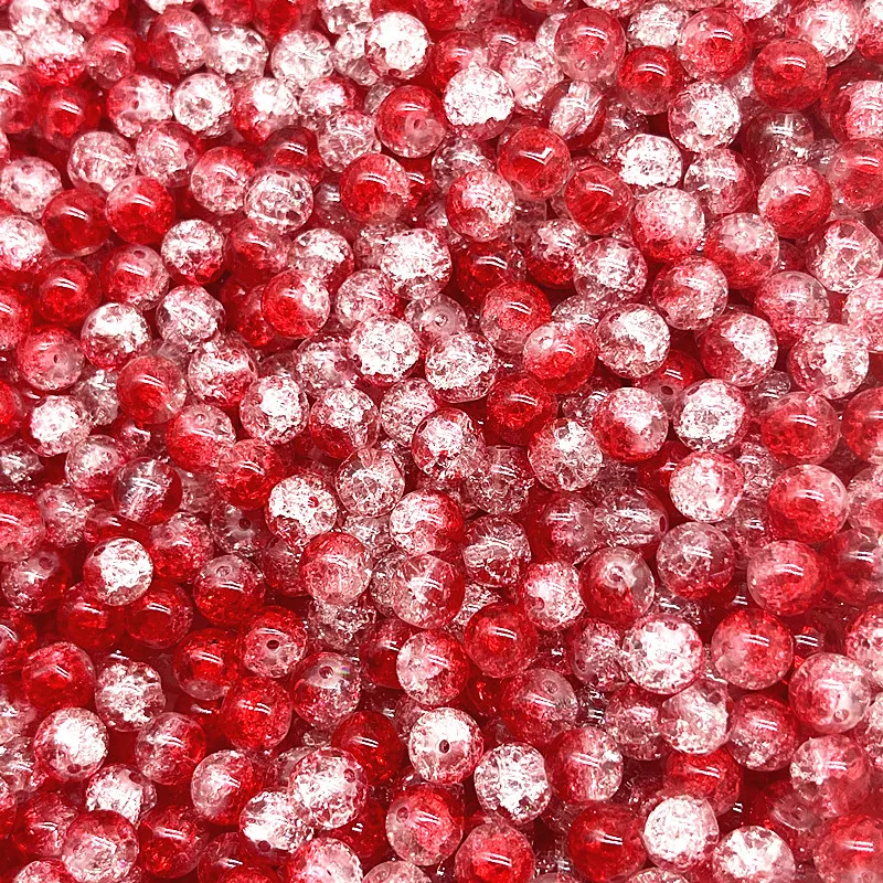 New 4/6/8mm Round Glass Crackle Beads Loose Spacer Beads for Jewelry Making Diy Handmade Necklace Bracelets Accessories