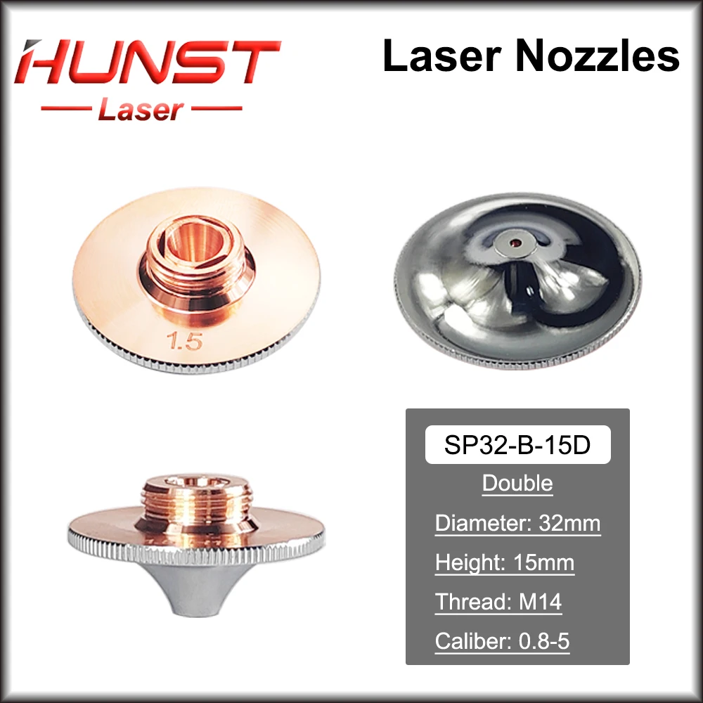 

HUNST 10Pcs Laser Nozzle Single Double Layer Dia.32mm Caliber 0.8-4.0 For Raytools Precitec WSX Fiber Laser Cutting Head