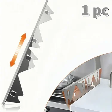 Edelstahl-Ofenlückenabdeckung, Verstellbar, Hitzebeständig, Küchenarbeitsplatten-Lückenfüller, 2er-Pack, Leicht zu Reinigen, Silber – Detail 6