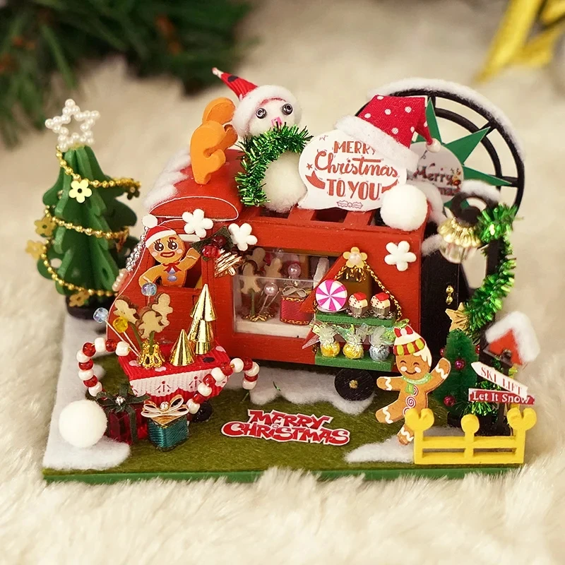 Christmas Gift Diy Dollhouse  miniatures Tiny Houses Doll House miniaturas Home Toys Birthday Gifts Scene of the Magic Detecti