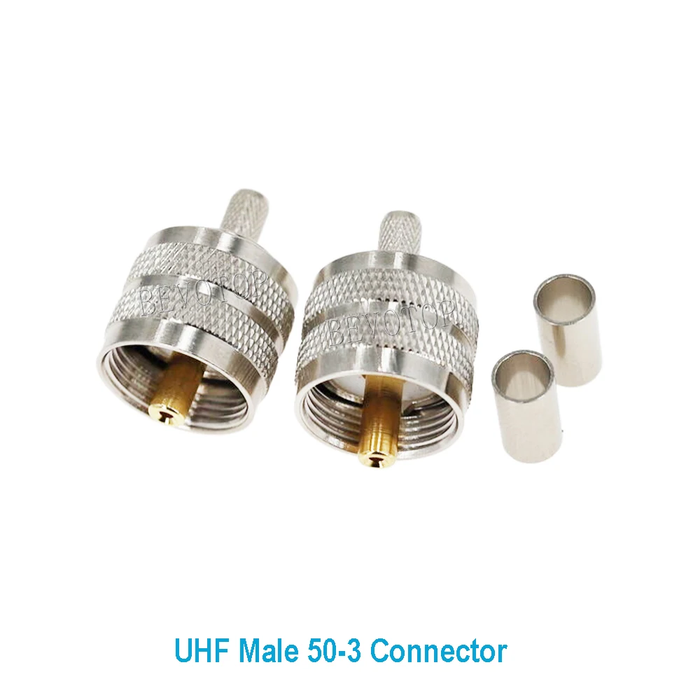 10PCS UHF Male PL259 Plug Crimp RG58/142 LMR195 RG400 Screwed Coupling Connector