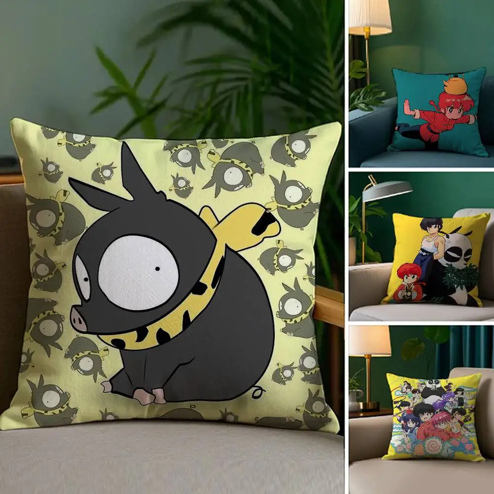 Cartoon R-Ranma1 2 Pillow Case Sofa Living Room Bedroom Double-sided Printing Square Cushion Nap Time Pillow Case