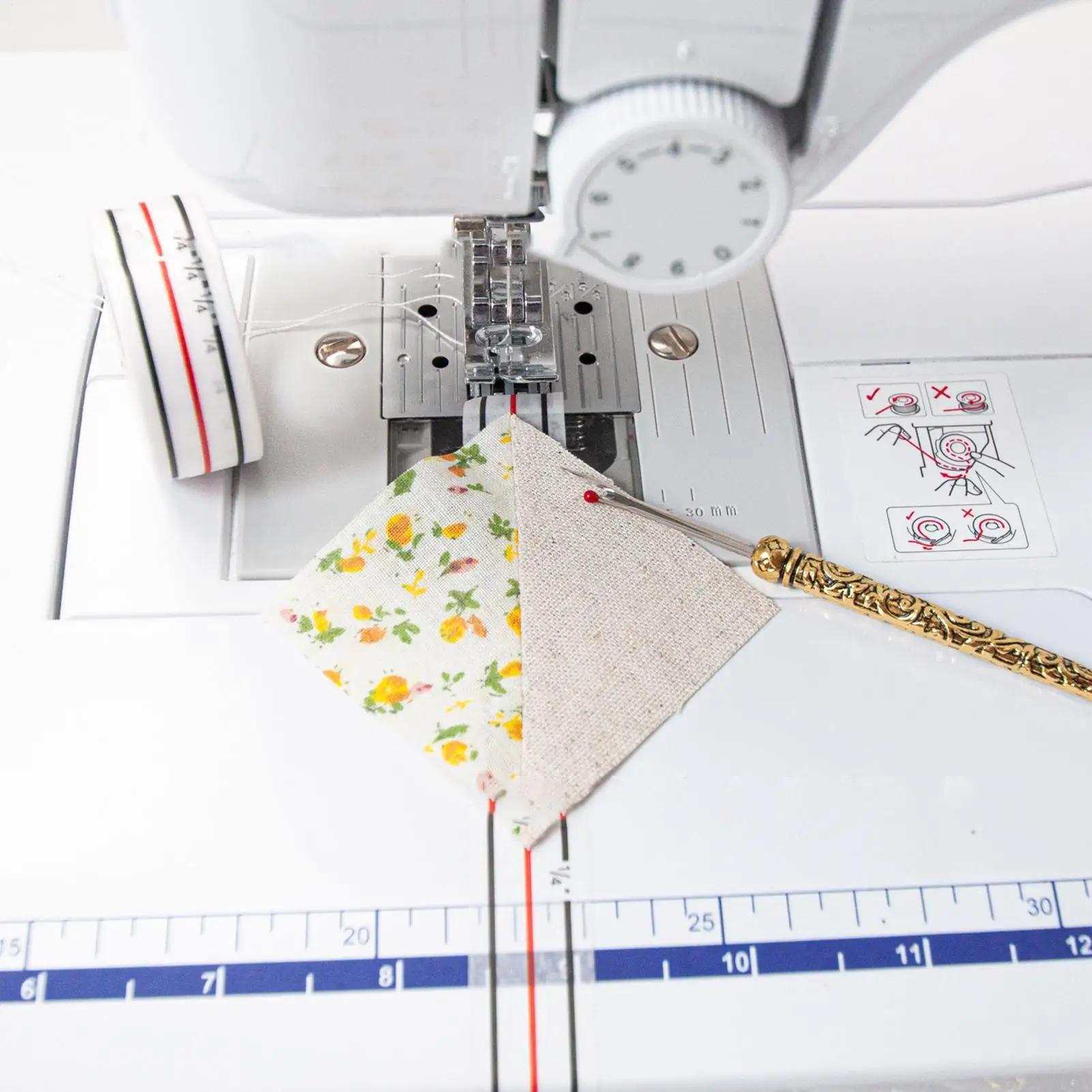 Cinta de Costura Diagonal, Herramienta de Instrucción para Costuras Rectas y Diagonales, Guía de Costura Precisa