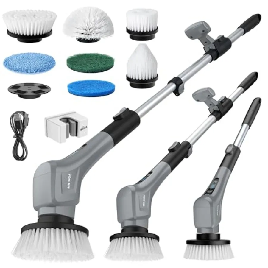 

Electric Spin Scrubber Cordless Cleaning Brush Shower Scrubber with 7 Replaceable Brush Head Waterproof Bathroom Power Scrubber