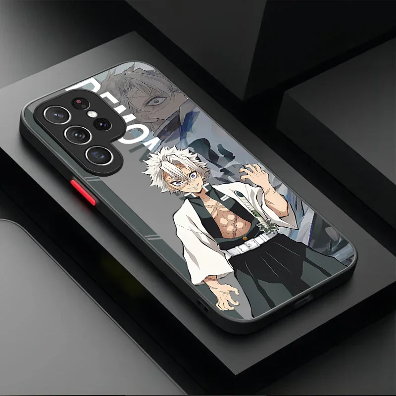 Anime Demon Slayer Matte Hard Case For Samsung Galaxy S24 S23 S22 Ultra S21 S20 FE S10 Plus Note 20 10 A15 A25 A35 A55 Cover