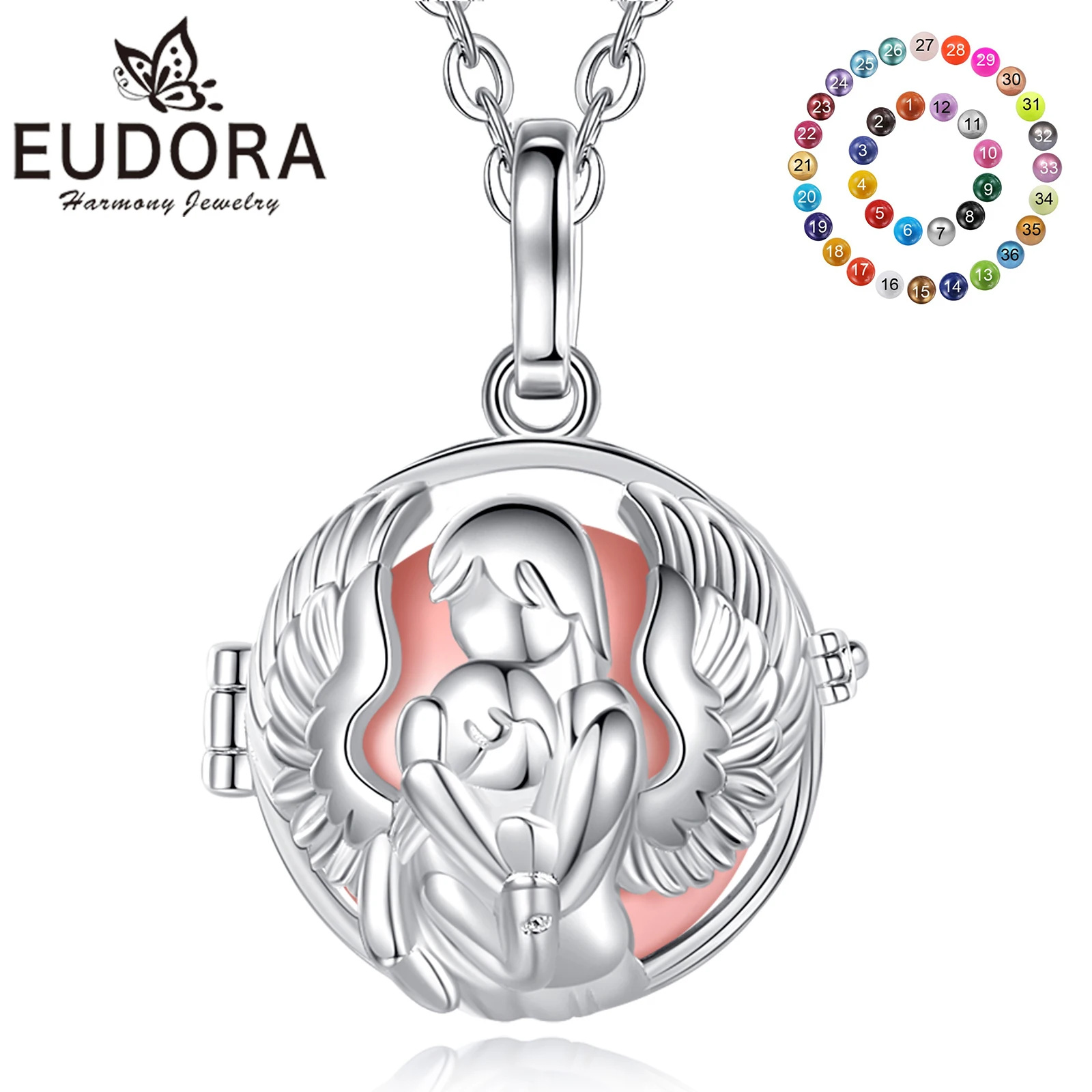 Eudora 18mm boule d'harmonie ange mère bébé Cage collier carillon de grossesse Bola ange appelant pendentif mode femmes bijoux cadeaux