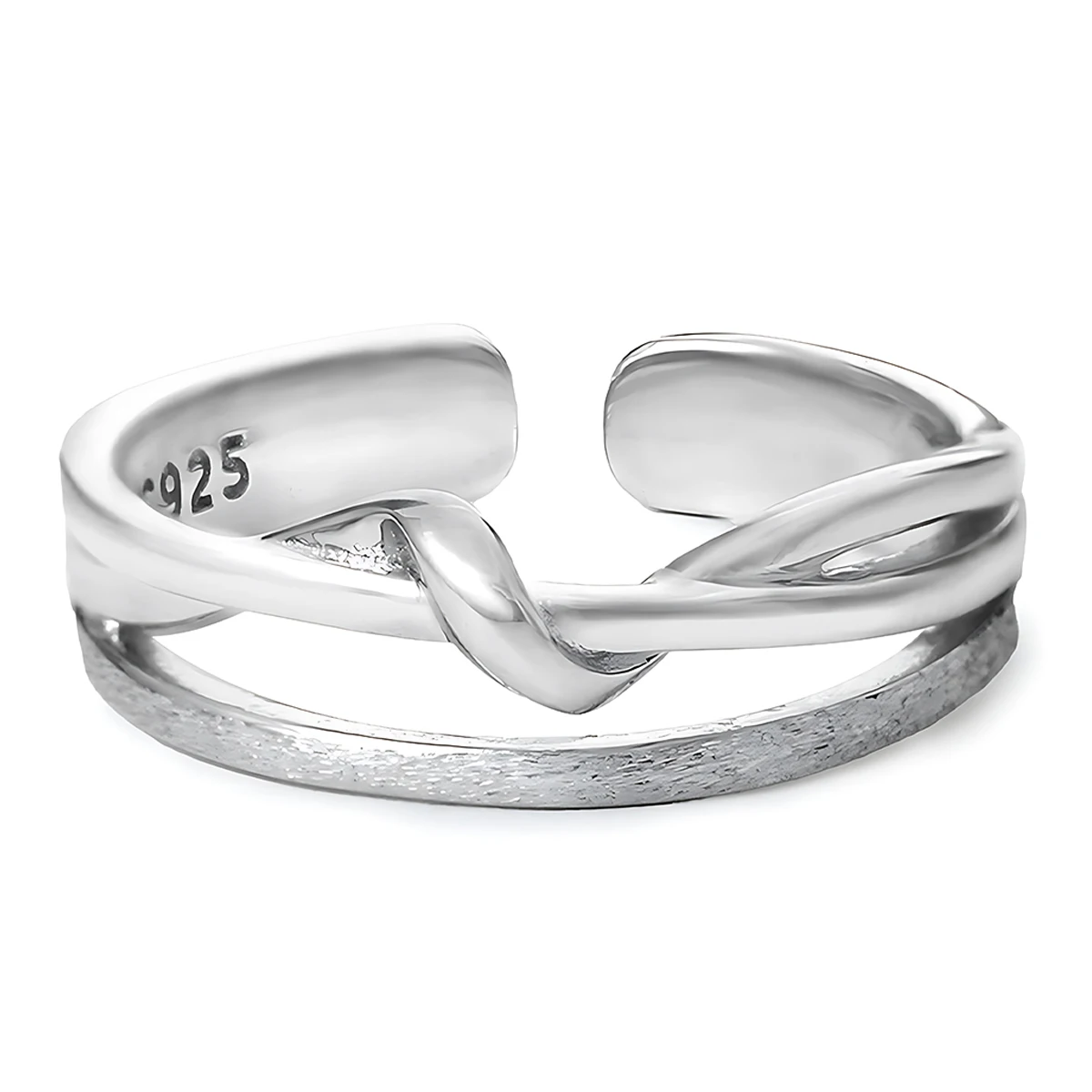 

Original Niche Design Premium Light Luxury Minimalist Cool-Tone Versatile Twisted Sand-Finish S925 Sterling Silver Ring for Wome