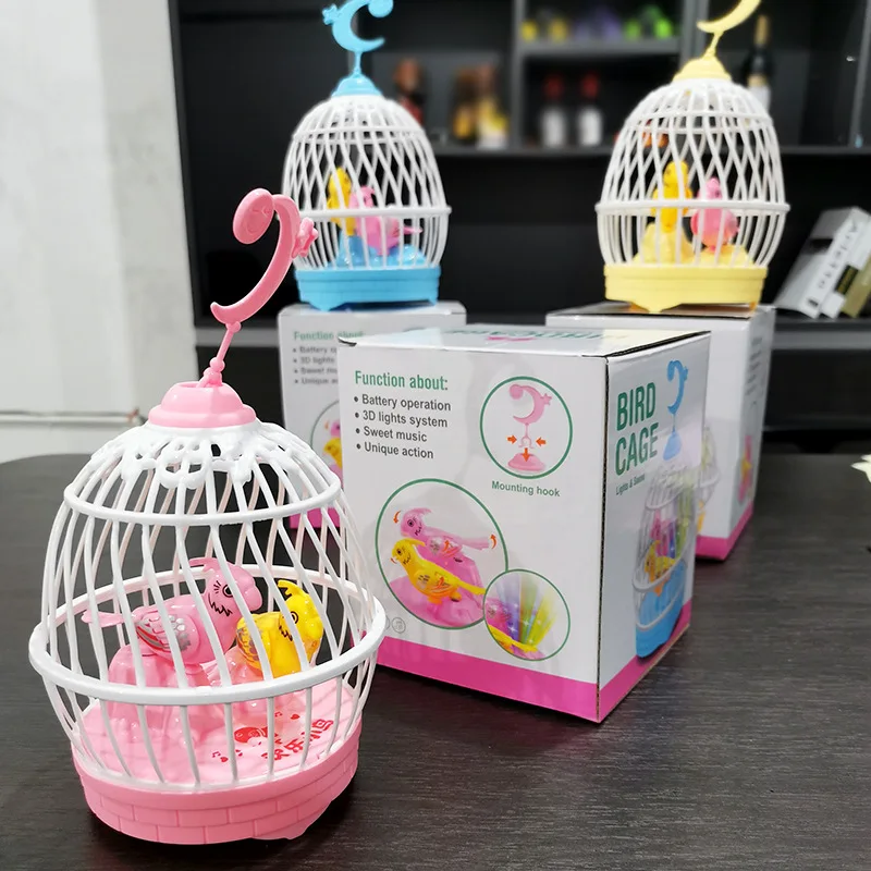 New Simulation Sound Control Bird Cage Fun Electric Sensor With Light Mini Bird Cage Creative Singing Birds Chirping Kids Toys