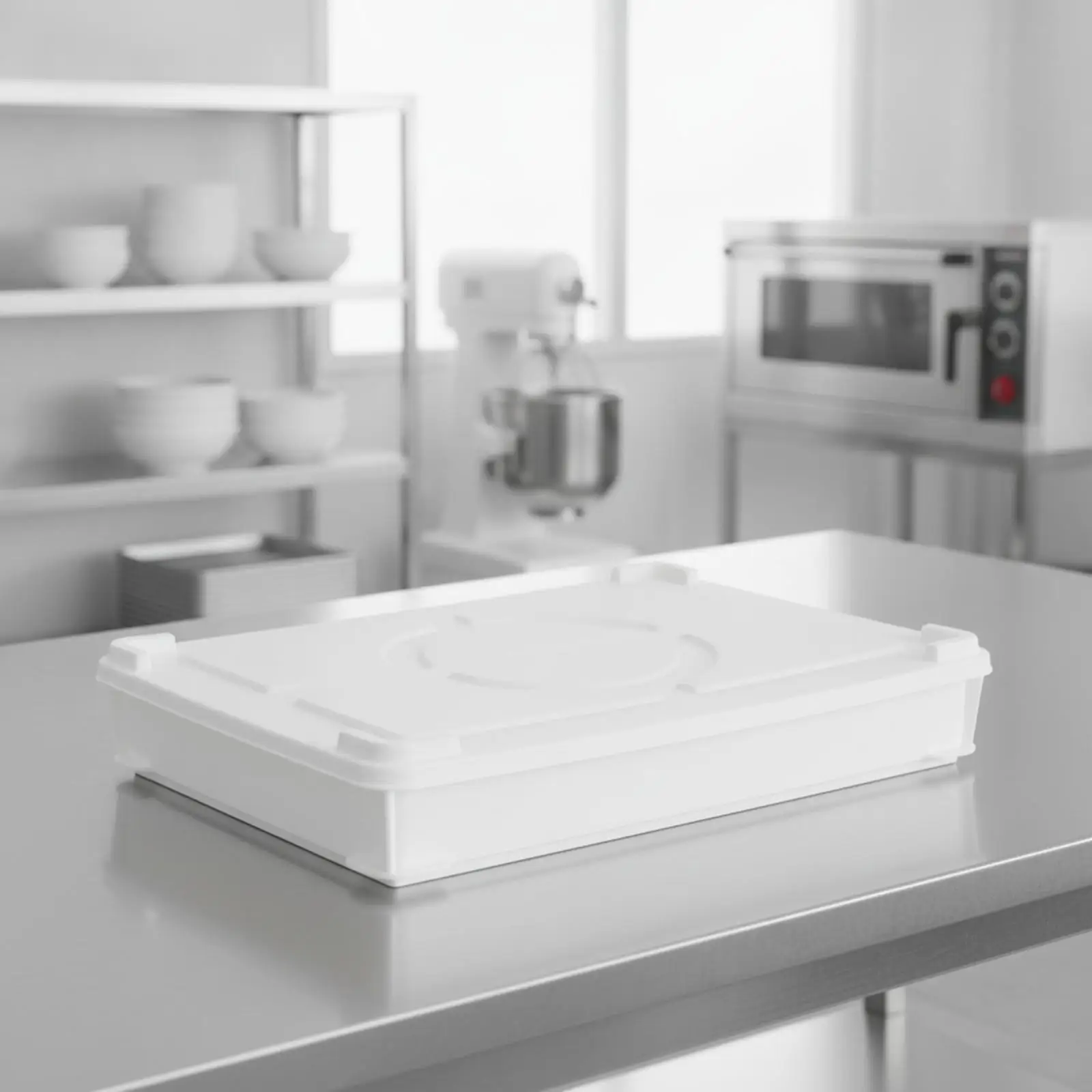 Rectangular Food-Grade Pastry Box Rigid Stackable Pastry Proofing Box Container Shallow Easy to Clean for Bakeries
