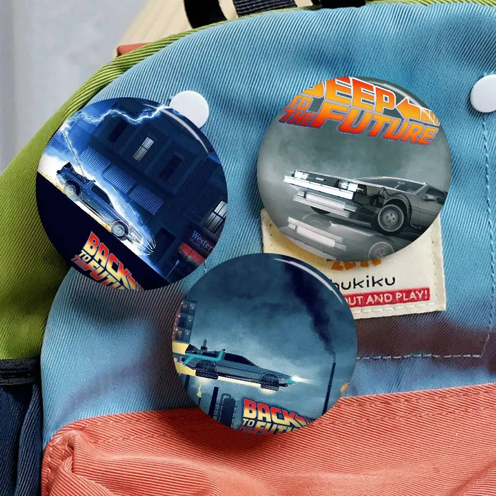 Classic Movies Back To The Future 58mm Cute Anime Figure Icon Badge Handmade Brooch for Backpack Clothes Chest Ornament Gifts