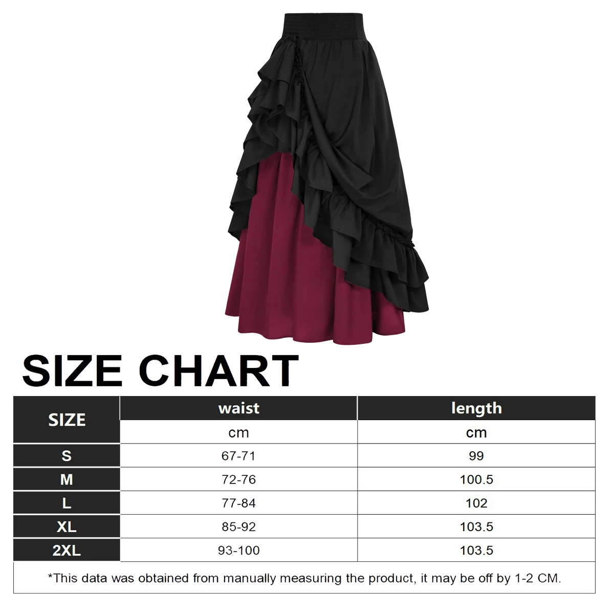 Renaissance Costume Women Medieval Drawstring High Low Skirt Victorian Steampunk Ruffles Skirts Halloween Carnival Suit