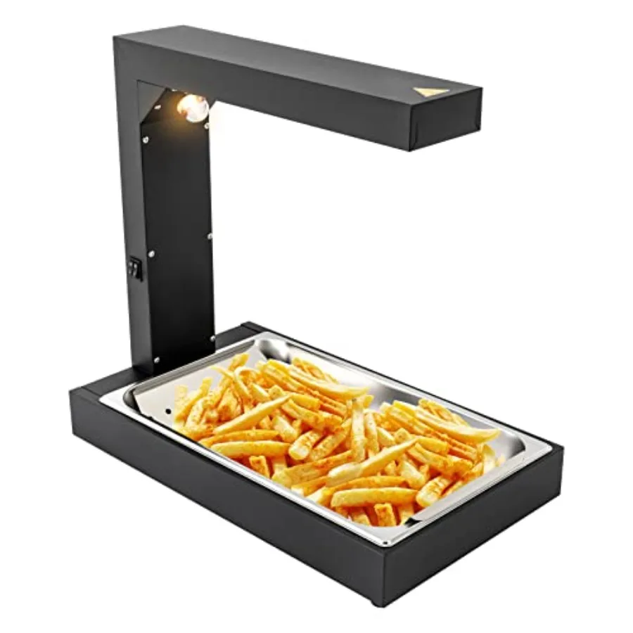 Calentador de papas fritas para uso en restaurantes, acero inoxidable, plateado, 110V 500W, estación de servicio comercial con temperatura ajustable.