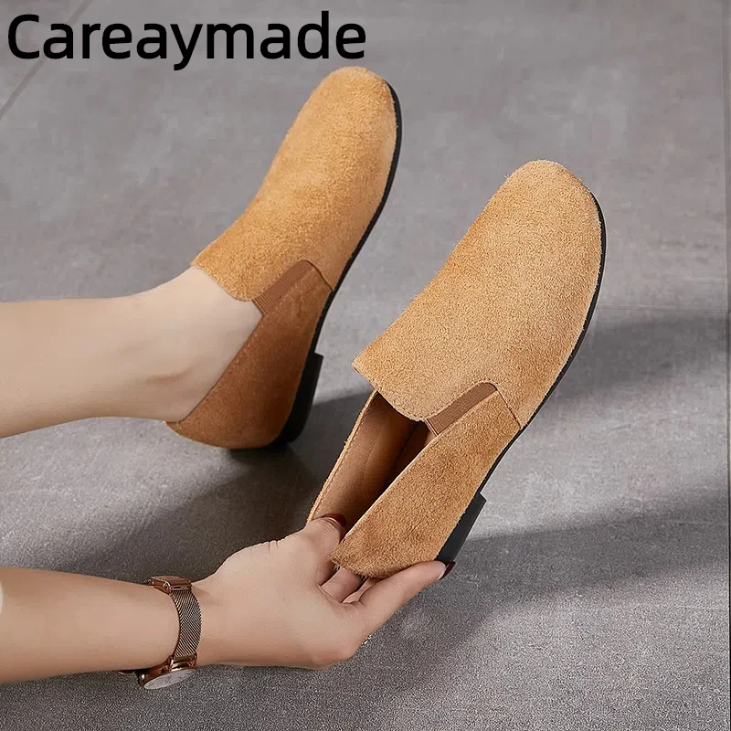 

Careaymade-женская обувь из натуральной кожи, маленькие нишевые легкие роскошные женские туфли, туфли-лодочки в стиле ретро, низкие лоферы из воловьей кожи
