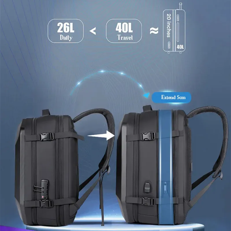 Imagem -02 - Mochila Masculina Laptop de Negócios 50 l de Grande Capacidade Porta Usb Estojo Rígido Mochila de Jogos Diamante Laser Bolsa de Comutação 18