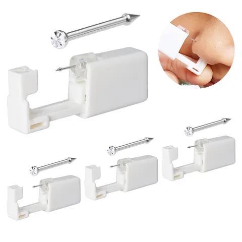 2/4 Pieces Disposable Safe Sterile Piercing Unit Nose Studs Piercing Gun Piercer Tool Machine Kit Ear Piercing Body Jewelry