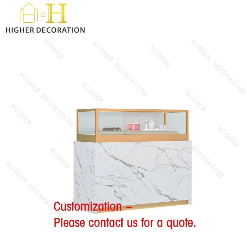 custom.Glass Jewelry Display Showcase with Wooden Base Secure Custom Size Luxury Jewelry Showcase