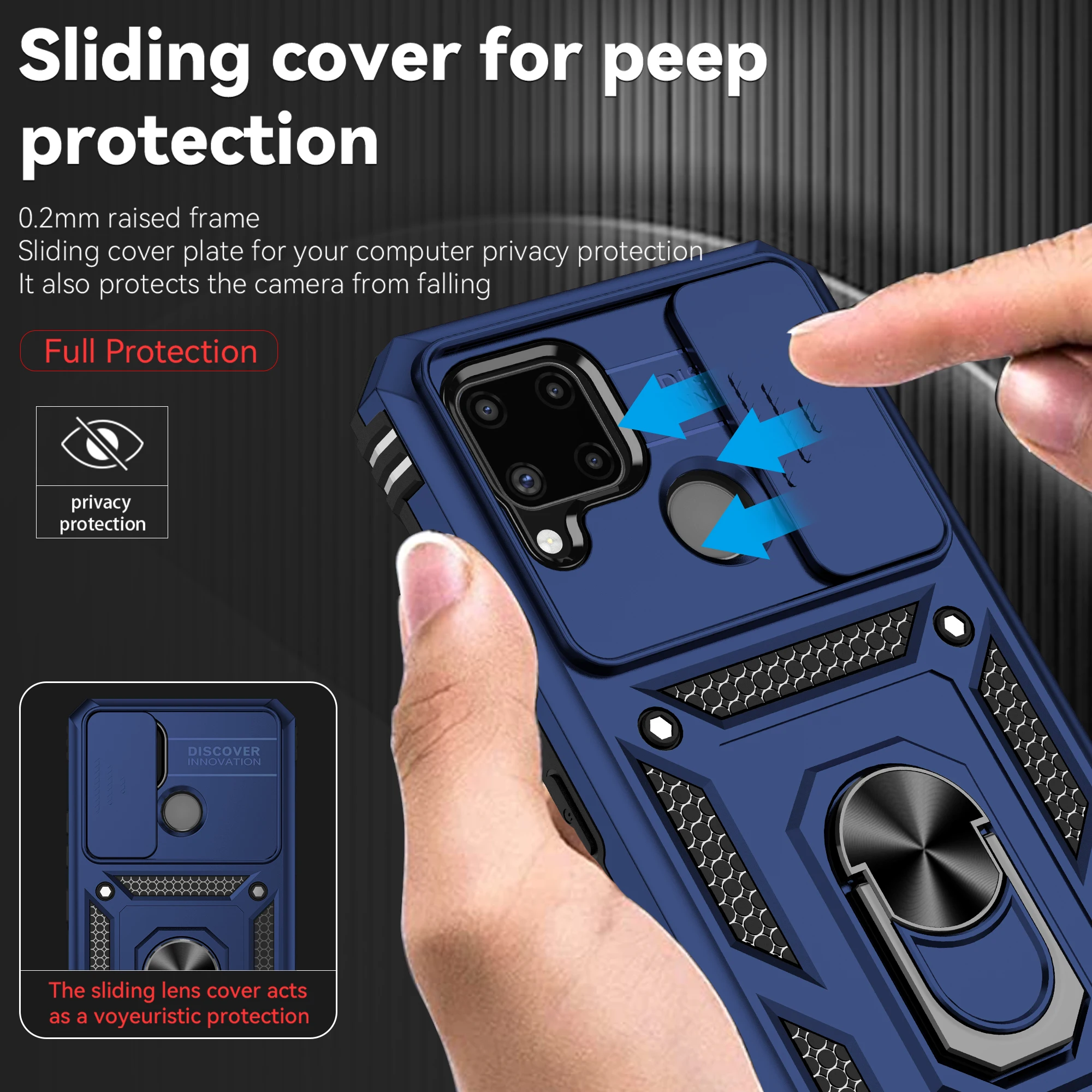 Ring Stand Cover For Oppo Realme C11 2021 RMX3231 Armor Anti-fall Camera Protection Phone Case For Realme C20 C20A Funda Coque