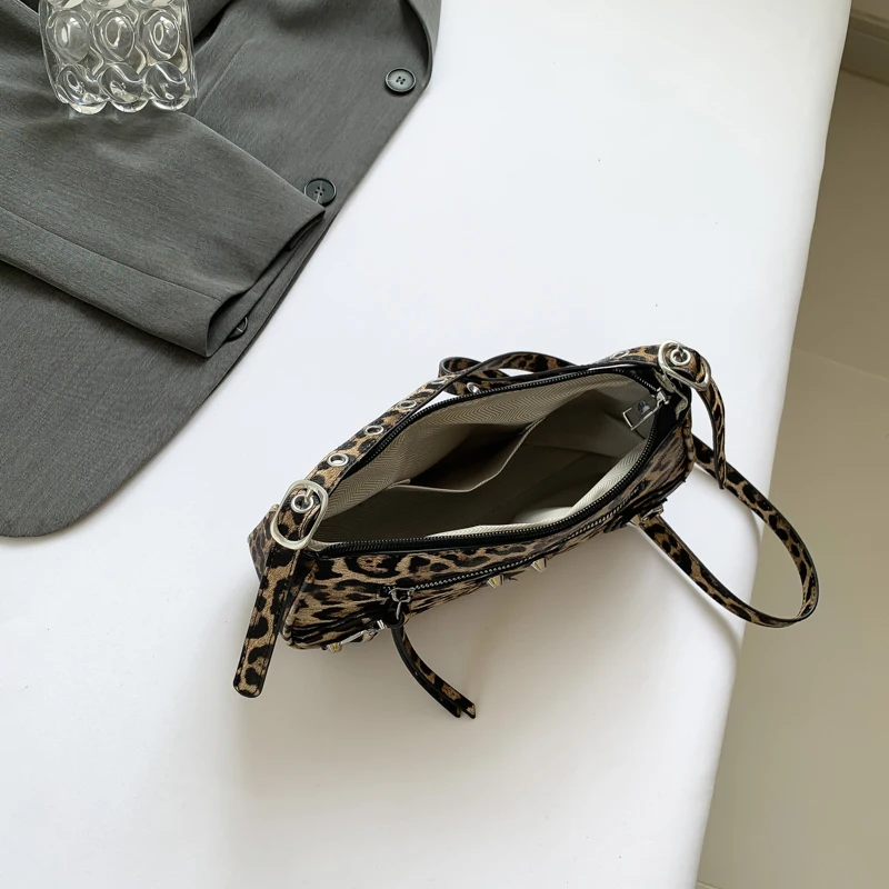 Leopard Print Bags for Women Trend 2024 Casual Party PU Leather Crossbody Bag Female Luxury Designer Zip Underarm Handbag