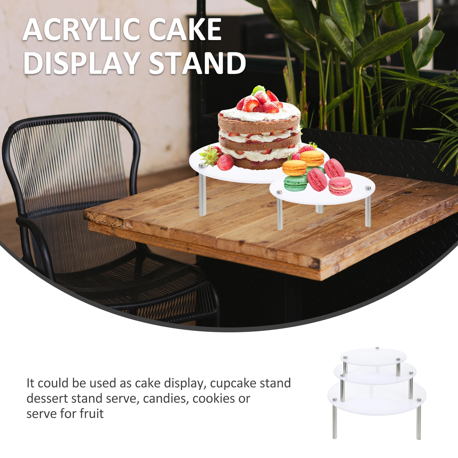 

Acrylic Cake Display 3 Layers Wear Resistance Practical Long Time Use Safe Hygienic Wedding Parties Birthday Events Cake Stand