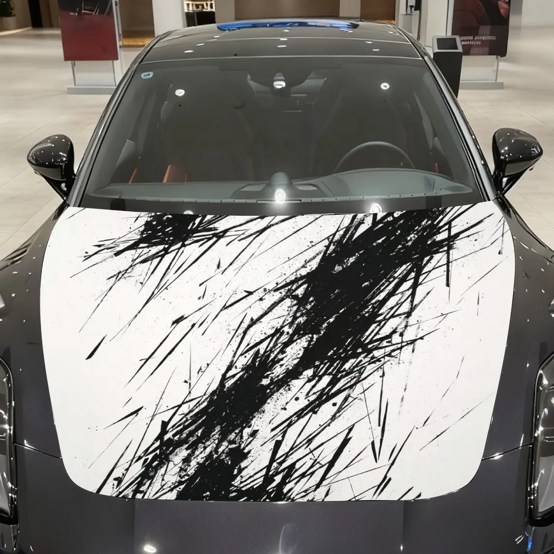 

Таинственное искусство, черно-белые узоры, наклейка на капот автомобиля, прочная виниловая защитная пленка для большинства автомобилей, устойчивая к царапинам