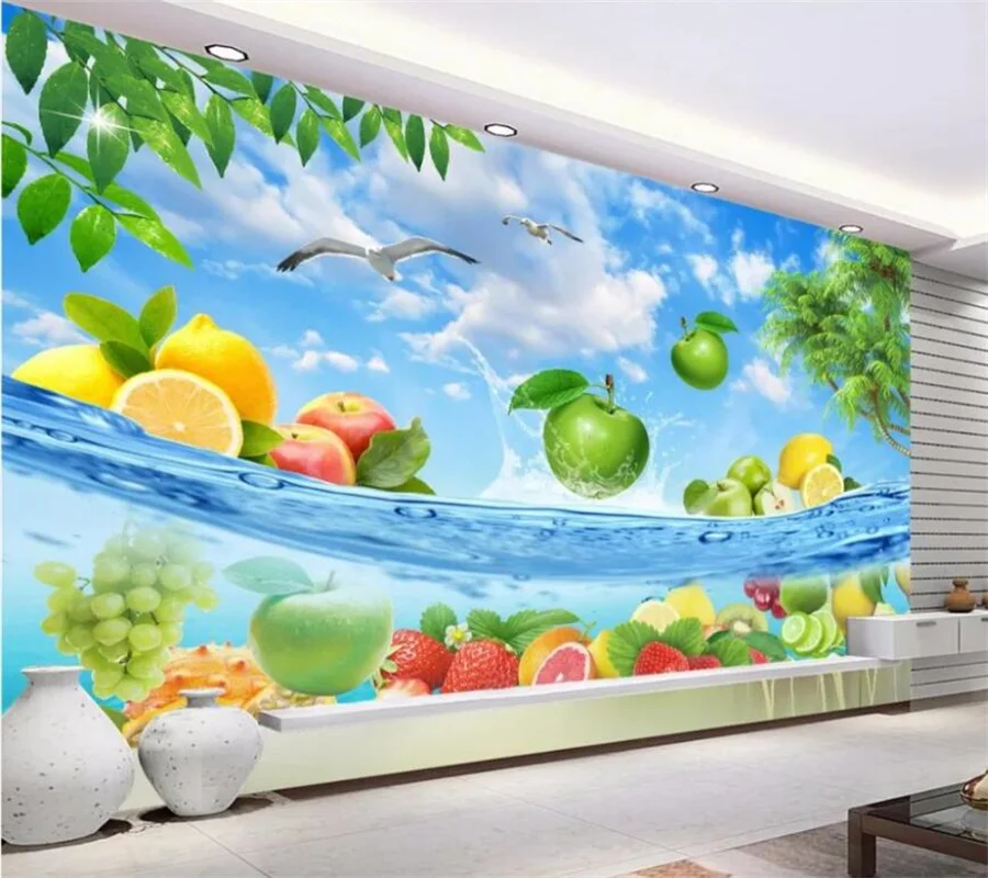 

Custom wallpaper 3d photo murals hd fruits fresh summer hawaii sea water wall paper living room bedroom TV Background wall mural