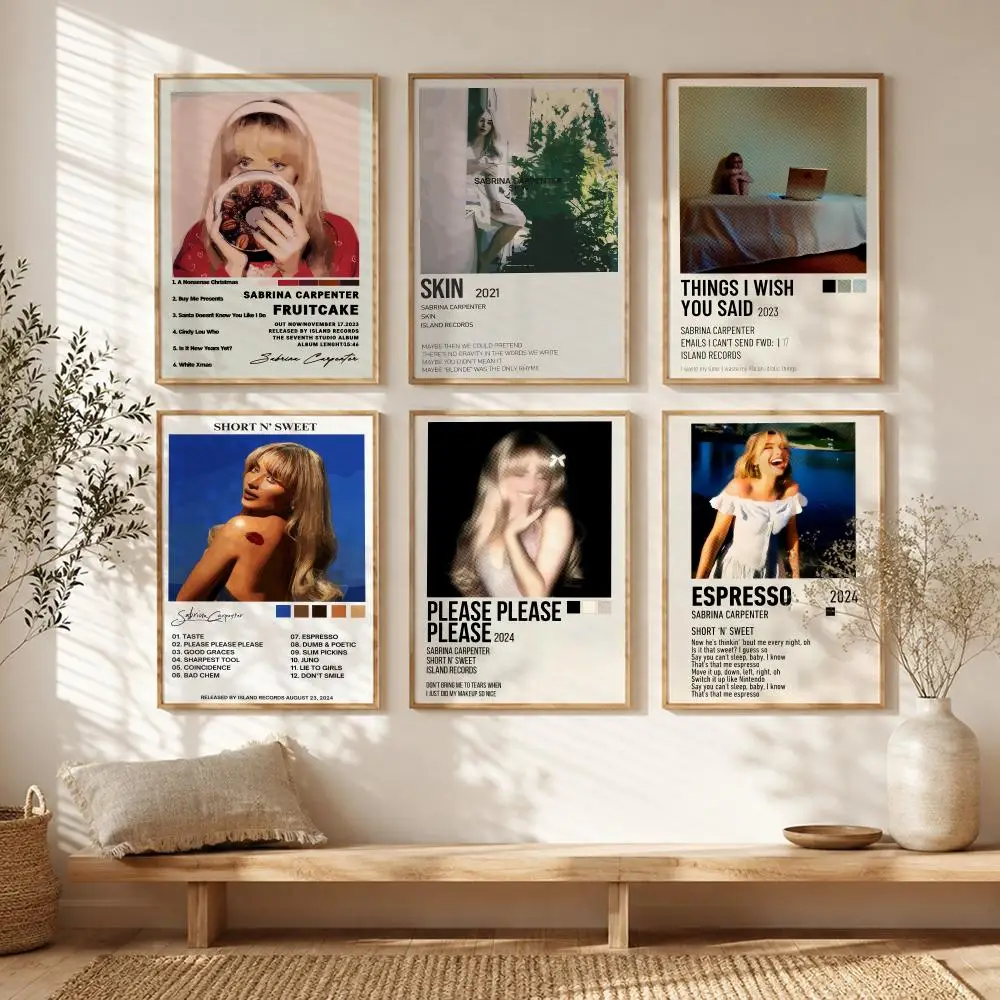 Pop Star S-Sabrina Carpenter Poster All-match HD Waterproof Self-Adhesive Wall Art Sticker For Home Bedroom