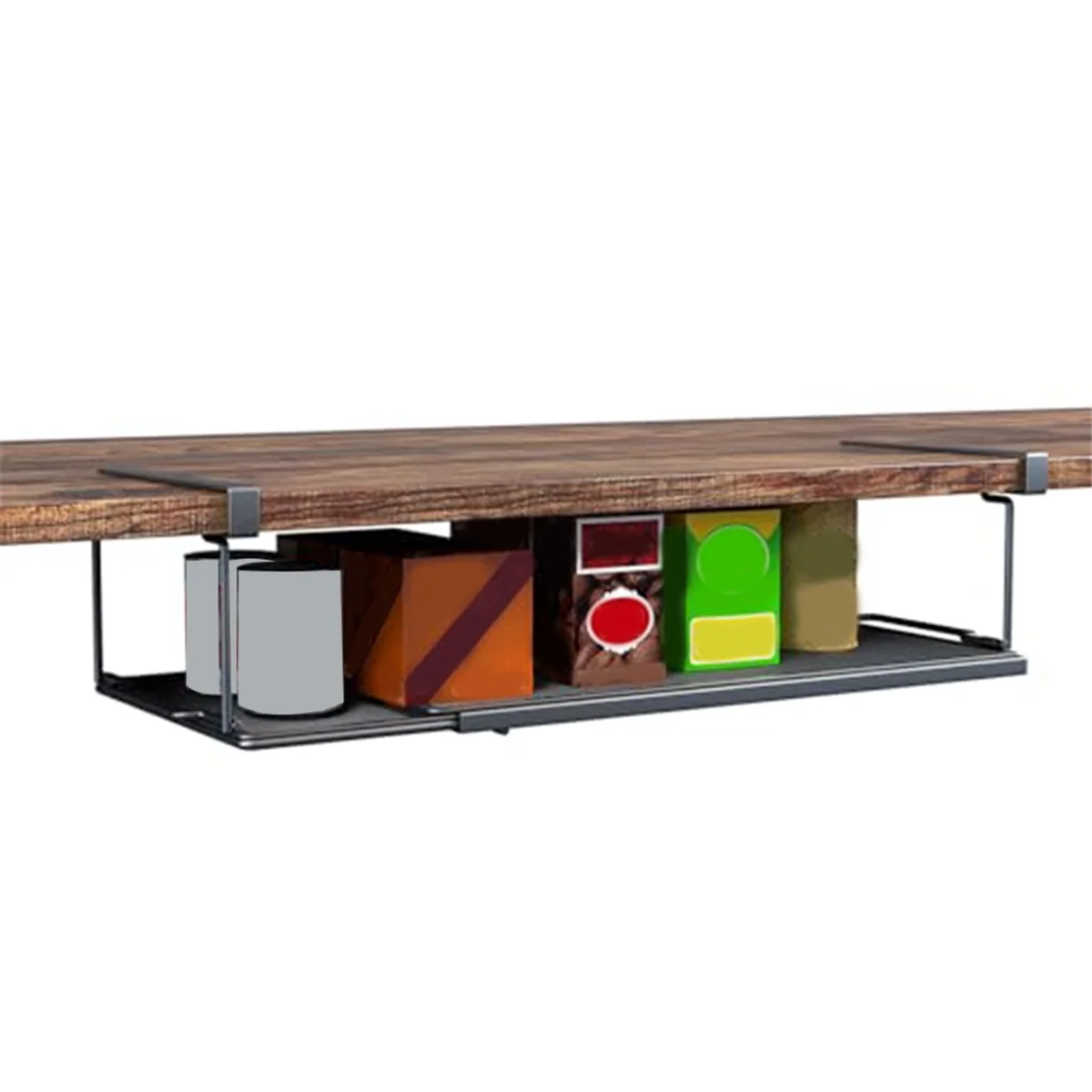 Adjustable Under Cabinet Shelf, Under Desk Storage Long Clips for Office, Metal Under Shelf Storage for Wardrobes-A