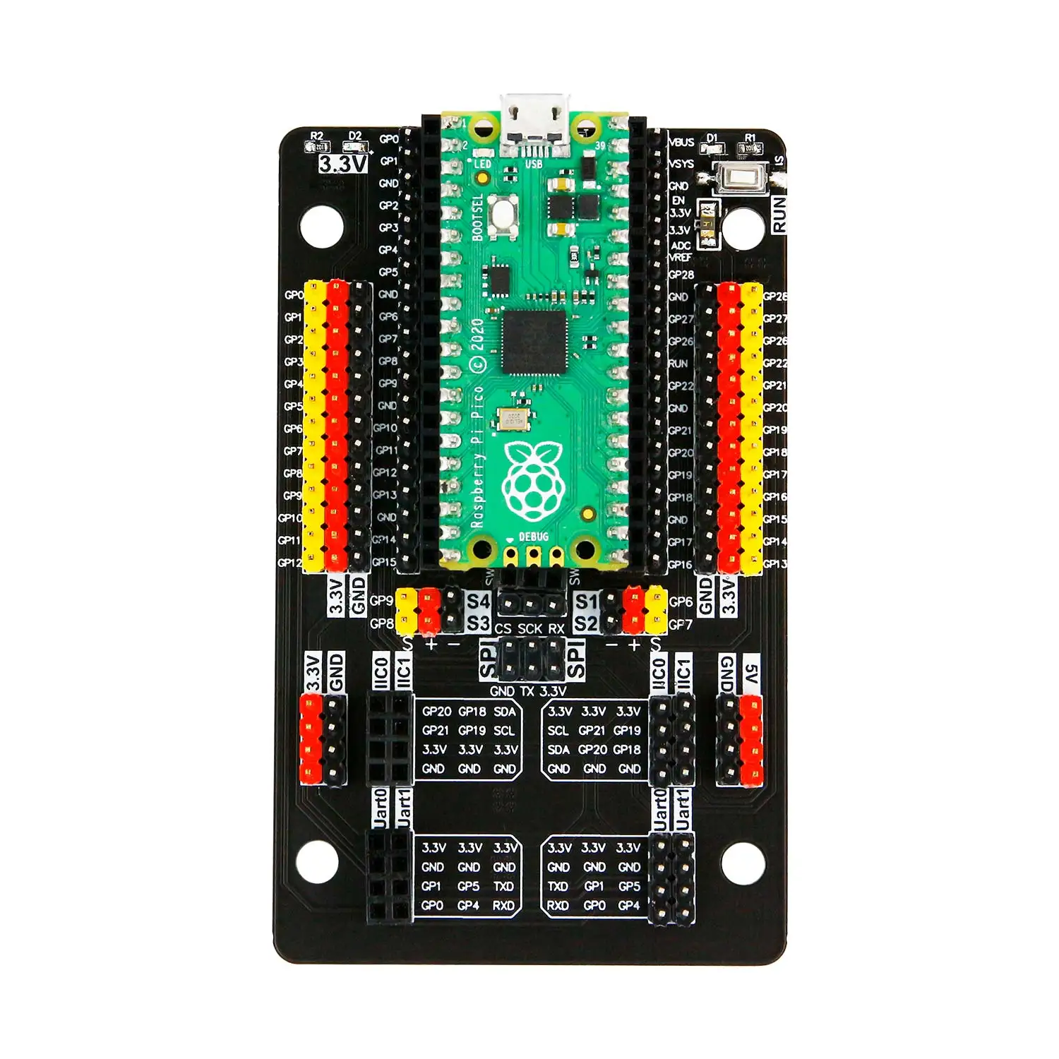 وحدة لوحة توسيع مستشعر Raspberry Pi Pico GPIO واجهات وظيفية متعددة لمجموعة الروبوت (خارج المخزون لا الطلب)