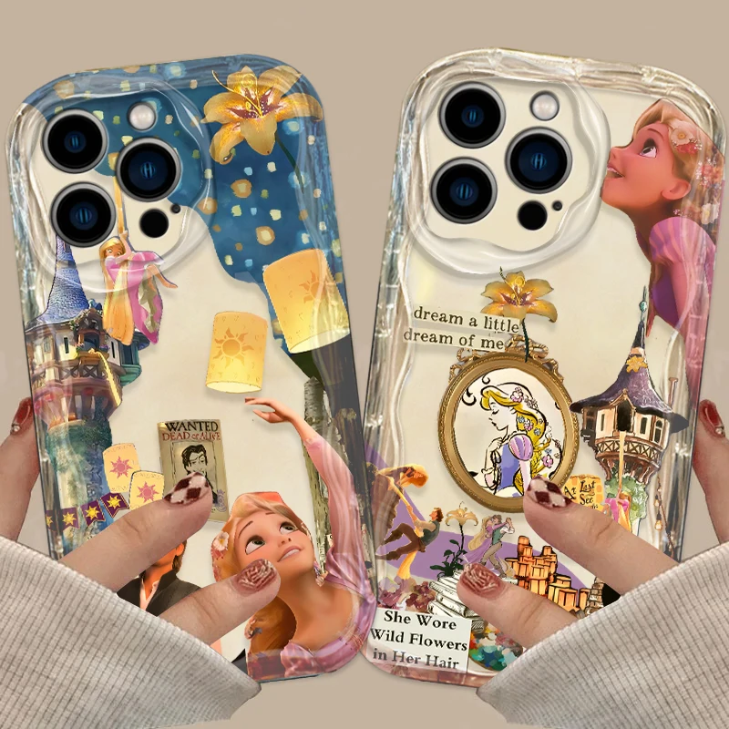 Cute Cartoon Rapunzel For Apple iPhone 15 14 13 12 11 XS XR X Pro Max Plus Wave Oil Funda Cover Phone Case