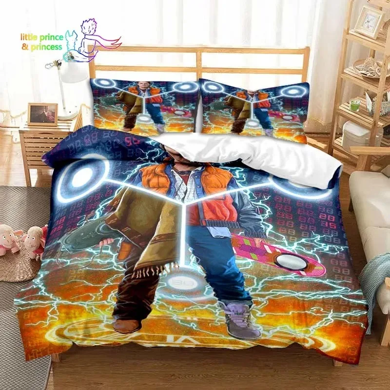 Sci-fi Movie Back to the Future Bedding Set Single Twin Full Queen King Size Bed Set Adult Kid Bedroom Bedding Gift