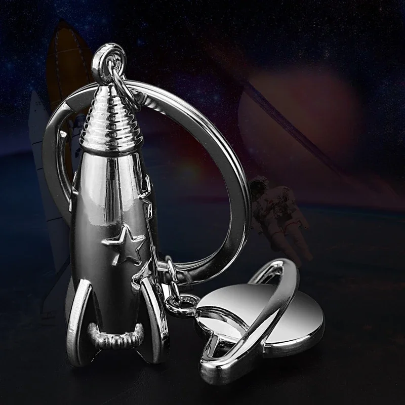 Launching Rocket Keychain Planet Spaceship Key Chain Space Travelling Car Keyring Best Gift Jewelry