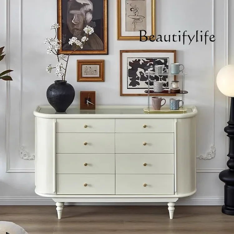 X40 American Simple Solid Wood Eight-bucket Cabinet, Living Room Home Wall Locker, Retro Custom Storage Cabinet