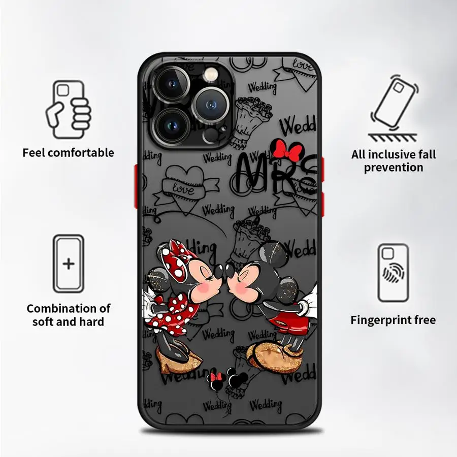 Custodia per iPhone XS Max 17Air 7 8 15 16 14Plus 12 13 11 17 Pro Max 13 Mini Cover morbida Disney Love Topolino Minnie