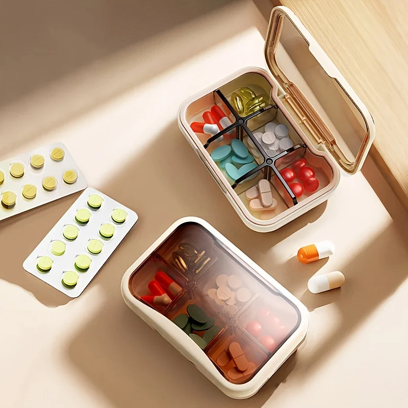 Durable 7-Day PP Plastic Pill Organizer Weekly Medicine Case with 6 Compartments Portable & Easy to Use Food Contact Material