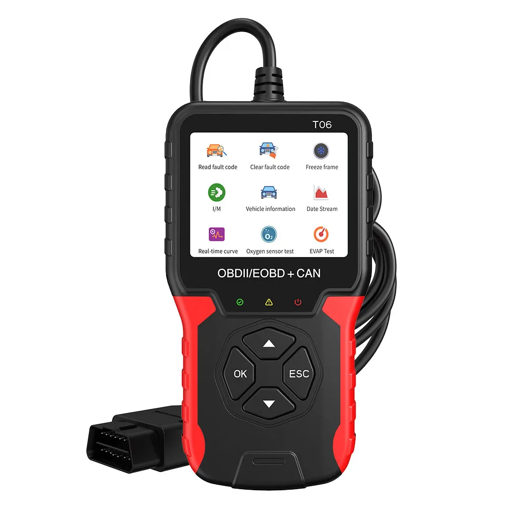 Multi-language Support OBD2 Scanner Car Diagnostic Tool Auto Accessories T06 Code Reader Battery Tester Check Engine System