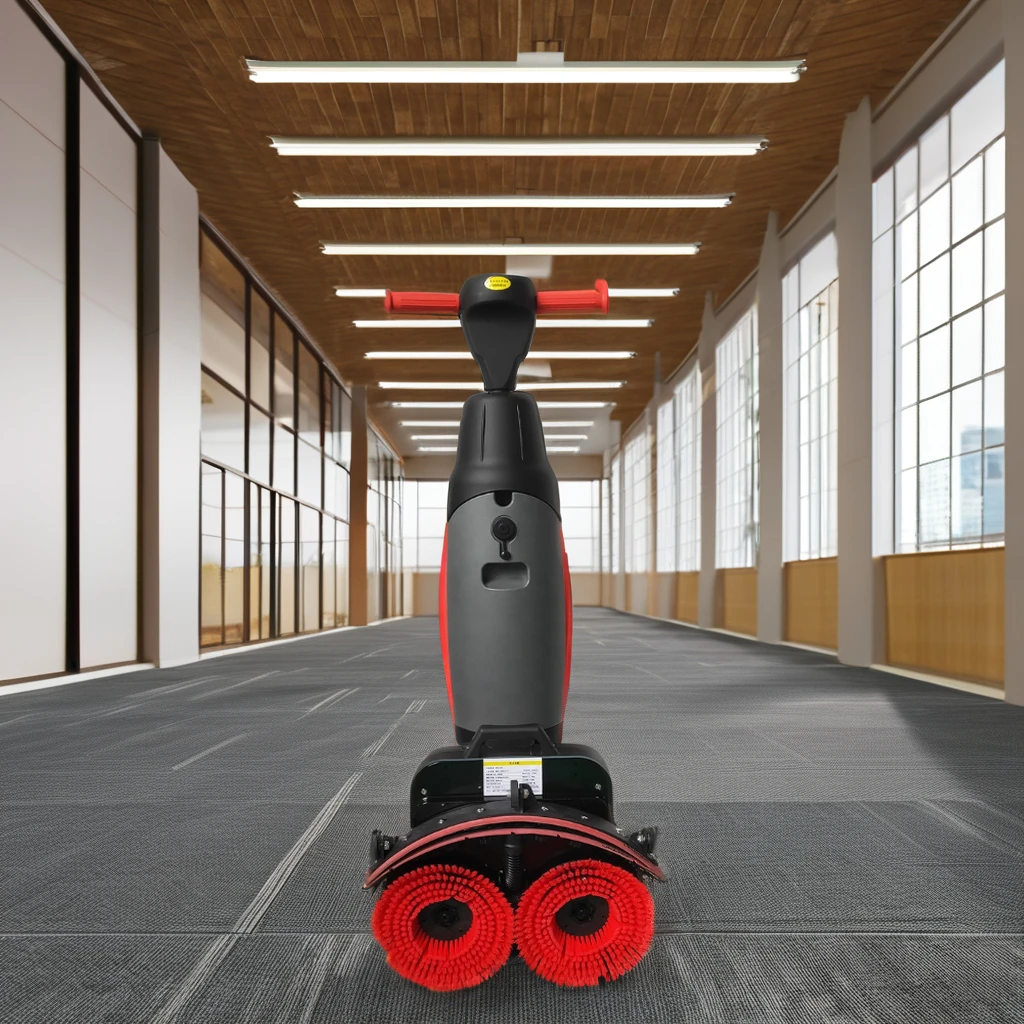 MiniWalk Behind Floor Scrubber Dryer Electric Hand Push Floor Cleaning Machine Compact Auto Scrubber for Home Office Supermarket