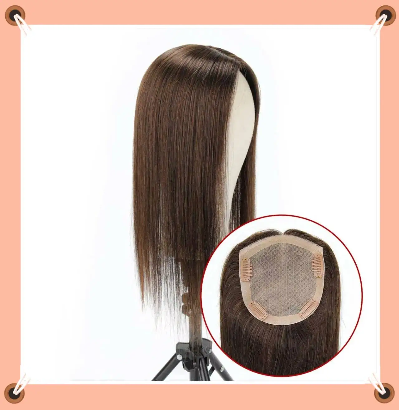 TUW19 Silk Top Hair Topper Remy Human Hair Natural Extension for Women with Thinning Hair Human Hair Toppers for Thinning Hair