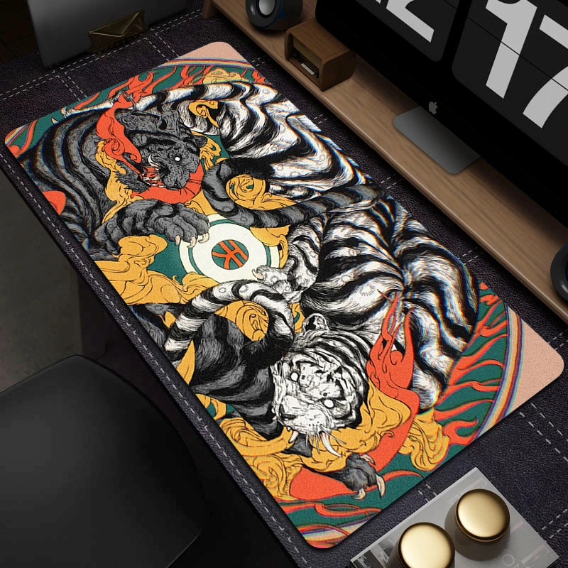 

Large Mouse Pad Tiger Gaming Mousepad XXL Gamer Professional Non-Slip Computer Mouse Mat Game Locking Edge Keyboard Pad Desk Mat