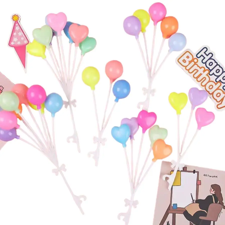 الإبداعية البلاستيك الملونة التعميم بالون كعكة زينة زخرفية عيد ميلاد الأطفال الحب بالون حفلة الخبز المساعدة