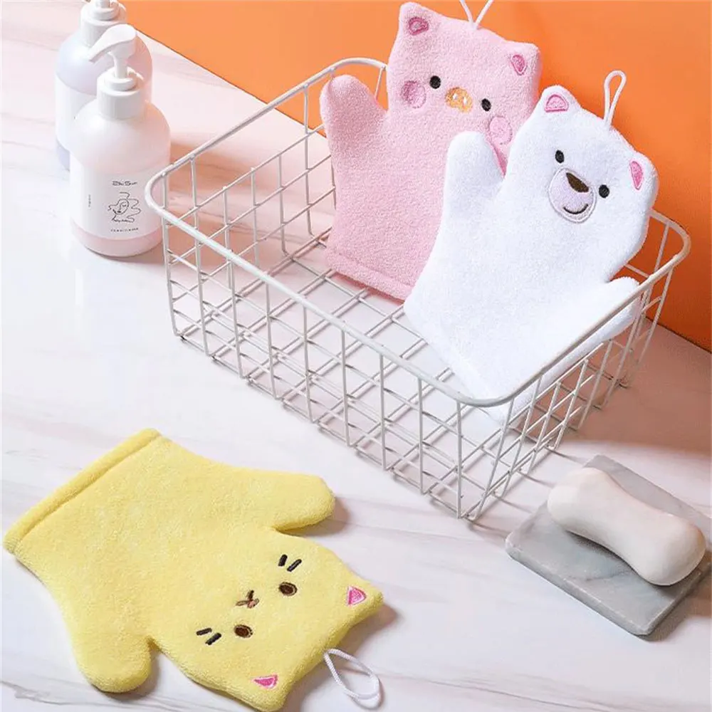 1/2PCS Baby Bath อุปกรณ์เสริมสบายน่ารักการ์ตูนถุงมือนุ่มผ้าเช็ดตัวถุงมือขัด Foaming ไม่เจ็บปวด