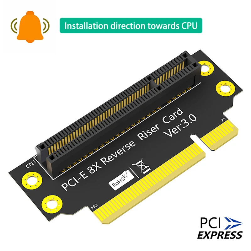 32mm PCIE X8 3.0 90 Degree Reverse Male to Female Riser Card PCI Express 8X to 8X Convert Card Adapter Riser Board for 1U Server