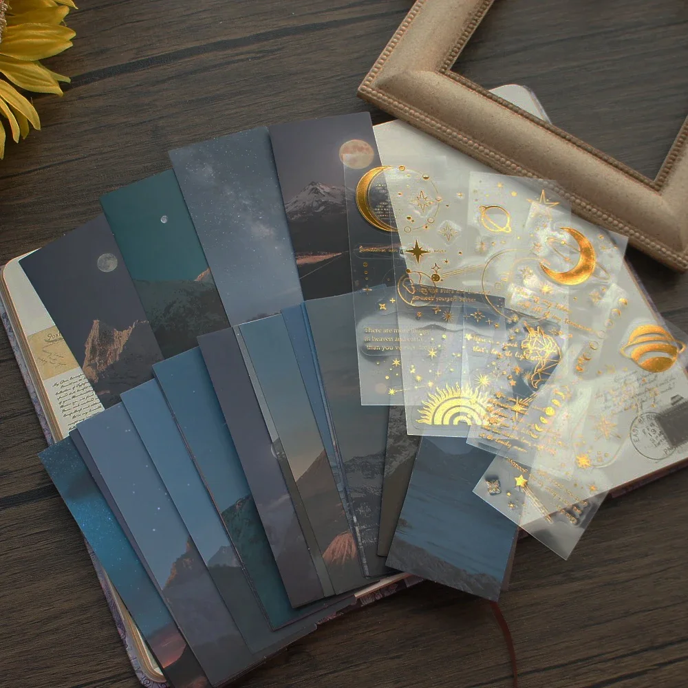 

38pcs Long View Cloud Gold Pvc Style Paper Sticker 2 Material Made Scrapbooking DIY Gift Packing Label Decoration Tag